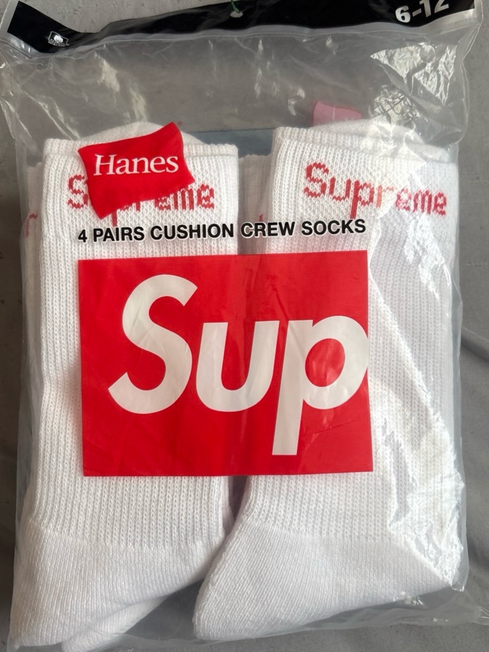 Authentic White Supreme Socks Verified by StockX 4 pairs